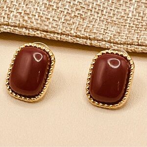 Anthropologie Elegant Gold and Brown Stud Earrings